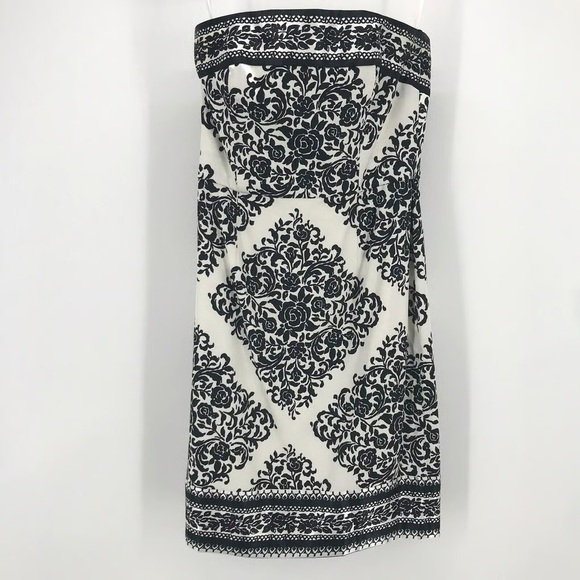 White House Black Market Dress Womens Floral Satin Strapless Cocktail Party - Picture 3 of 9